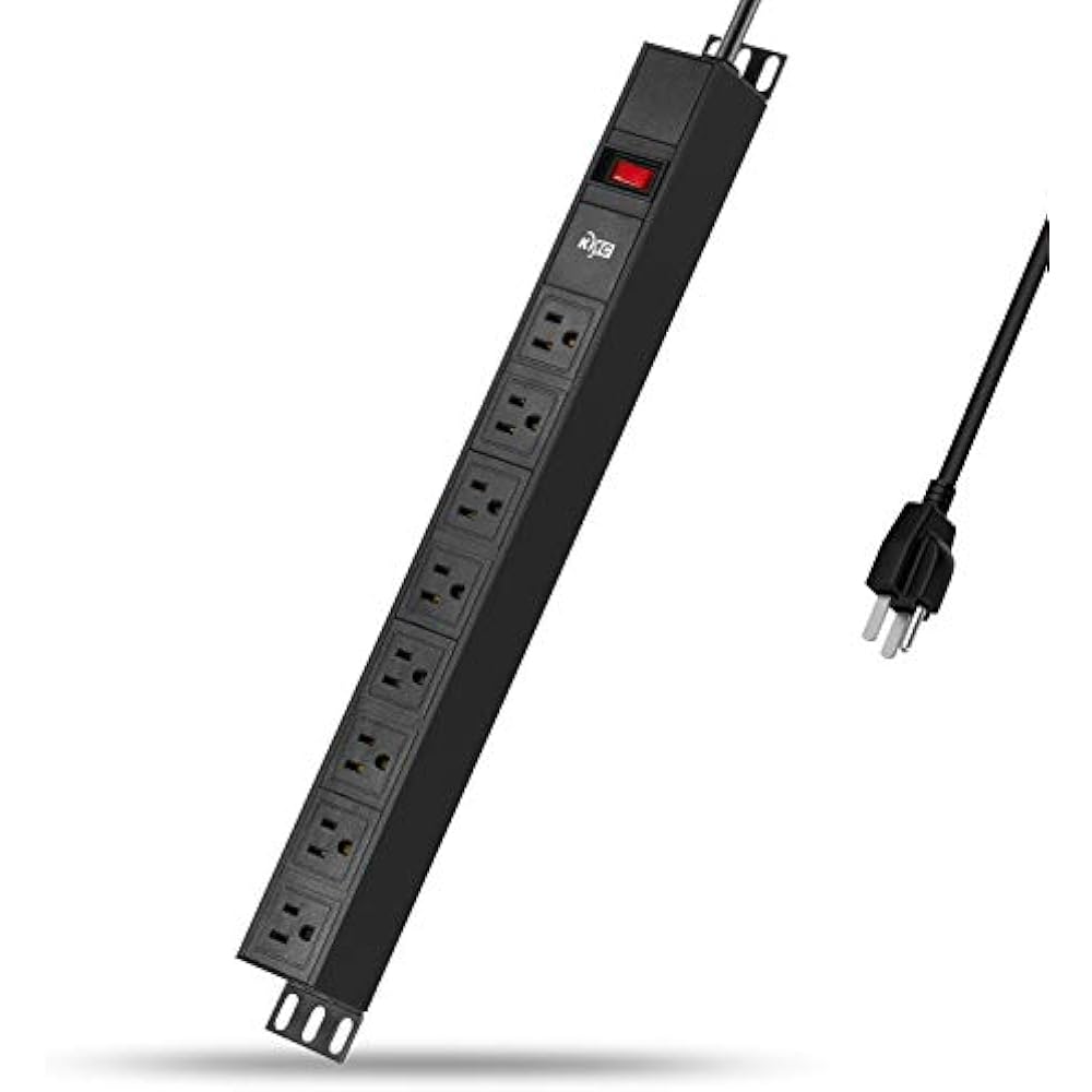 8 Outlet Power Strip Surge Protector RackMount PDU 6 Feet, 125V/15A
