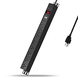 KMC 8 Outlet Power Strip Surge Protector Rack-Mount PDU with 6 Feet, 125V/15A, 1800 Joule, Black