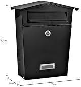 Greenfields Lockable Black Galvanised Wall Mount Mailbox Post Box Weatherproof view 7