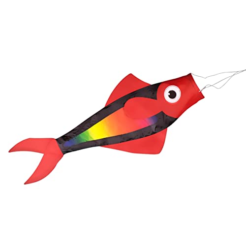 Windsock Fish Rainbow UV Resistant and Weatherproof Dimensions: 91 x 38 x 12 cm with Ball Bearing Swivel Clip (Rainbow)