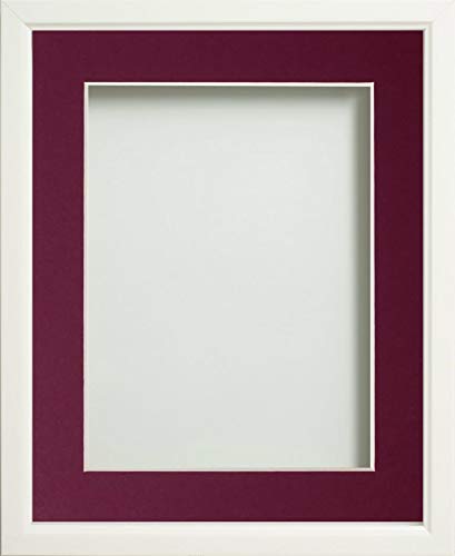 Frame Company Drayton Range White A4 Picture Photo Frame with Plum Mount for Image A5* Choice of Sizes* — image 1