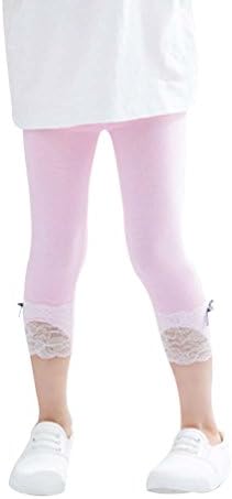 DealHouse Kid Baby Girl's Modal Cropped Leggings Tights with Lace Trim Bowknot