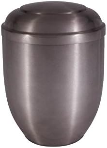 Modern Metal Cremation Urn w/ Velvet Bag – 100% Aluminum Metal – Adult Size (Silver)