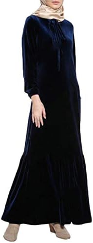 Hajotrawa Women's Saudi Abaya Gown Turkish Muslim Velour Swing Dresses