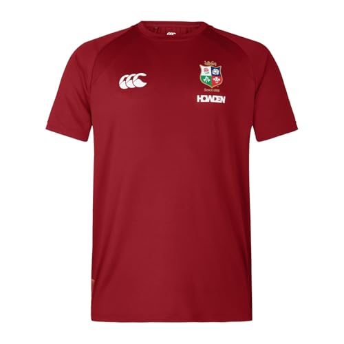 British & Irish Lions Canterbury Mens Official Canterbury Everest T-Shirt | Rugby Tee | Quick Dry | Technical T-Shirt, Red Dahlia, S