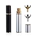 2Pcs Travel Perfume Atomizer Set with Mini Funnel Fillers,8ml Portable Refillable Perfume Spray Bottle for Women/Men(Black+Silver)