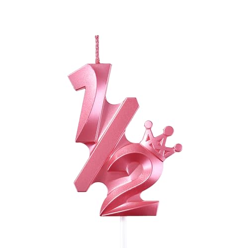 3.15 inch Pink 1/2 Birthday Candles, Half Birthday Decorations for Boys Girls Birthday Party Decorations Theme Party