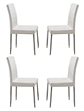 Kings Brand Furniture Parson Chairs with Chrome Legs (Set of 4), White