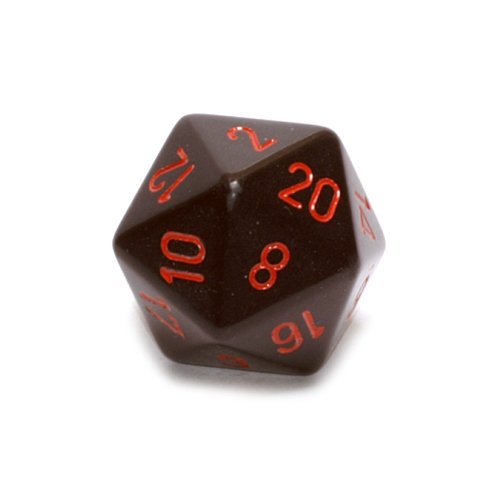 Jumbo d20 Counter - Opaque 34mm Dice: Black with Red