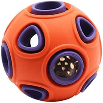 Andiker Dog Ball, Interactive Toy with Ring Bell, Bouncy Ball, Pet Game, Puzzle Ball, IQ Training, Treat Dispensing, Bite Resistant, Orange, 6*6cm/8*8cm, Cat & Dog, Small & Large, Outdoor & Indoor