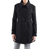 alpine swiss Keira Women's Black Wool Double Breasted Belted Trench Coat Small