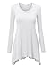 Lock and Love WT953 Womens Round Neck Long Sleeve Rib Trapeze Tunic Top L White