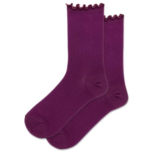 Hot Sox Women's Roll Top & Lettuce Edge Crew Socks-1 Pair Pack-Cute Fashion Gif…