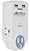 Accell Power Travel Surge Protector - 3 Outlets, 2 USB Charging Ports (2.1A Output), Folding Plug - White, 612 Joules, ETL Listed