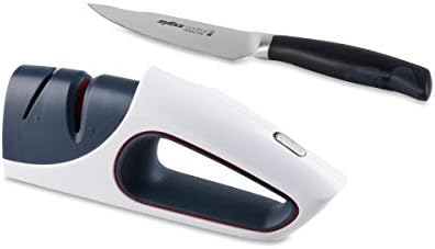 Zyliss Sharper Set, 2-Stage Kitchen Tool, Dull Blade Sharpener System with 4.5-Inch Knife Included(White), One Size