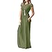 Howstar Women's Casual Long Dress Solid Short Sleeves Maxi Dresses for Ladies Party Dress with Pockets (2XL, Green)
