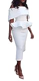Ybenlow Women's Off Shoulder Peplum Bodycon Party Dress