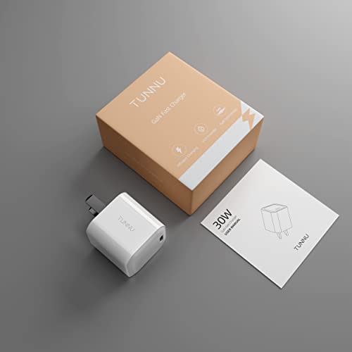 USB C Fast Wall Charger Block: TUNNU Power Adapter 30W GaN PD Charging Plug for Type C Smartphone Tablet Notebook - Compatible with Apple iPhone 13/12/Pro iPad Samsung Galaxy Google Pixel MacBook Air