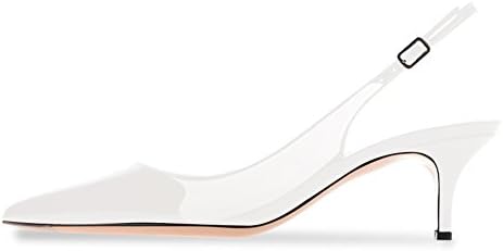 UMEXI Women Slingback Kitten Heel Pumps Low Heel Patent Leather Dress Shoes for Wedding Party