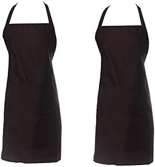 Black Aprons with 2 Pockets, Kitchen Aprons for Women and Men, 2-Pack Couple Aprons, Polyester Machine Washable Suitable to Use at Home, Coffee Shop and Restaurant for Cooking, Working, Baking and BBQ