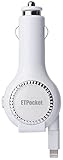 Tangle-free Lighting Retractable Cable Vehicle USB Car Charger for Apple iPhone 6 Plus iPhone 5 5c 5s iPad Air 2 iPod Touch 5 (White)