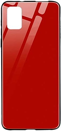 Vikeko Glass Back Case Slim Fashion Hard Glass Back Cover Soft TPU Bumper Frame Anti-Fingerprints Protective Case for Samsung Galaxy A71(Red)