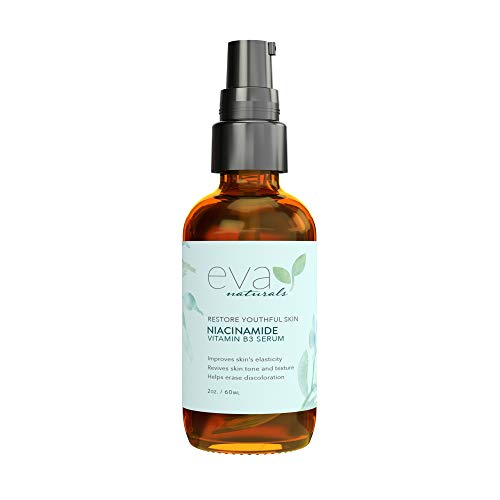 Niacinamide 5% Serum by Eva Naturals (2 oz) - Vitamin B3 Anti-Aging Skin Moisturizer and Reduces Appearance of Wrinkles, Lines Diminishes Acne Breakouts, Hyperpigmentation, Dark Spot Remover for Face