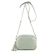 Simple Shoulder Crossbody Bag With Metal Chain Strap And Tassel Top Zipper (Lt Grey)