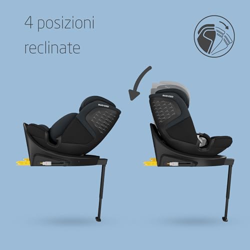 Emerald 360 S i-Size, Seggiolino auto girevole 360, 0-12 anni (40-150 cm), Seggiolino auto neonato, 4 posizioni reclinate, Protezione dagli impatti laterali G-CELL, Tonal Black