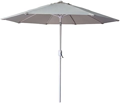 ShadeRest 8 ft Outdoor Steel Table Patio Umbrella with Tilt and Crank, 8 Ribs, Beige
