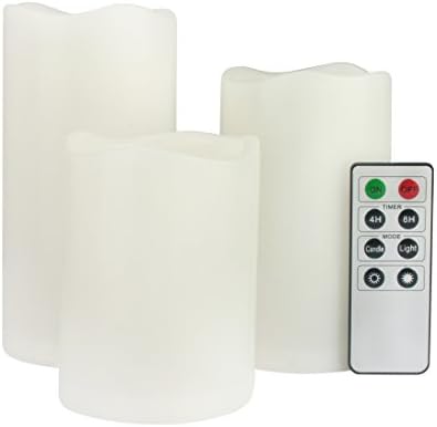 LUXONIC Electric Flameless Candles Set LED Battery Operated Romantic Safe Candle with Multi Function Remote Control &amp; Timer