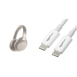 Sony-WH-1000XM3-Wireless-Noise-Cancelling-Headphones-with-30-Hours-Battery-Life-Quick-Charge-Gesture-Control-Amazon-Alexa-Silver-Amazon-Basics-USB-Type-C-to-USB-Type-C-20-Cable-27-m-White Sony WH-1000XM3 Over Ear Wireless Headphones, Silver & Amazon Basics Lightning To USB-A Cable, White
