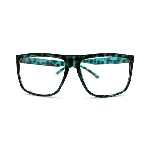Oversized Clear Lens Glasses Nerdy Square Rectangular Eyeglasses Blue Tort
