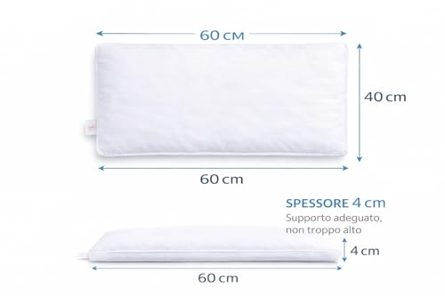 BABY WOLFY - Baby Cot Cushion 40 x 60 cm OEKO-TEX® Certified 1 2 3 4 Years 100% Cotton Anti-Dust Mite Hypoallergenic Breathable Soft for Bed Crib Stroller Nursery Made in Italy