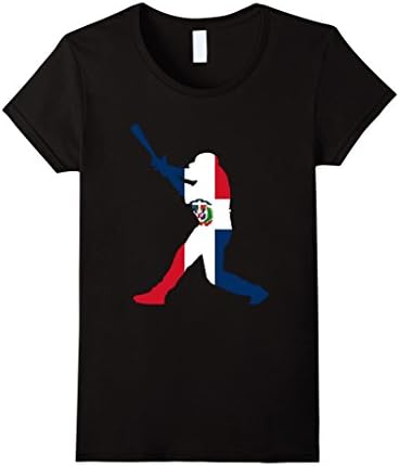 Women's Dominican Republic Baseball Flag Shirt Large Black