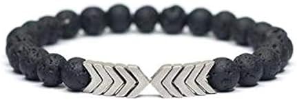 WATOP Volcanic Lava Stone Essential Oil Diffuser Bracelets- Bangle Healing Balance Yoga Magnet Arrow Beads Bracelets- for Men Women (2)