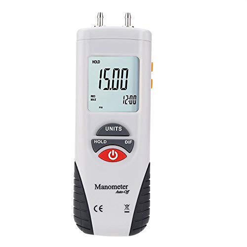LCD Mini Digital Manometer Differential Gauge Air Pressure Meter ±2Psi Data Hold 11 Units