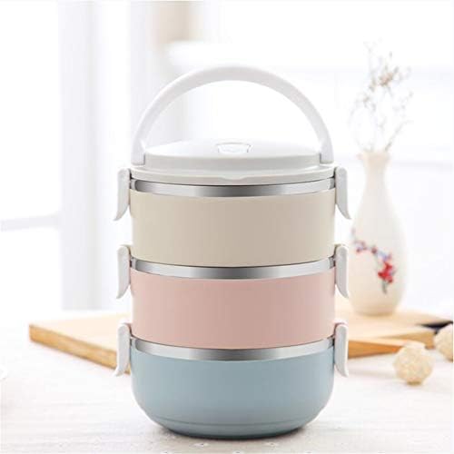 JCNHXD Gradient Color Lunch Box Thermal For Food Box Stainless Steel Lunchbox For Kids Portable Picnic School 3 Layer
