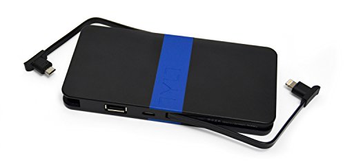 Tylt ENERGI 5K+ Battery Pack with Built-In Lightning and Micro-USB Cables and Universal USB Port - Retail Packaging - Blue