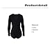 Moxeay V-Neck One Piece Bodysuit Long Sleeve Bodycon Rompers Small Black