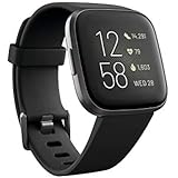 Fitbit Versa 2 Health & Fitness Smartwatch with Heart Rate, Music, Alexa Built-in, Sleep & Swim Tracking, Black/Carbon, One Size (S & L Bands Included)