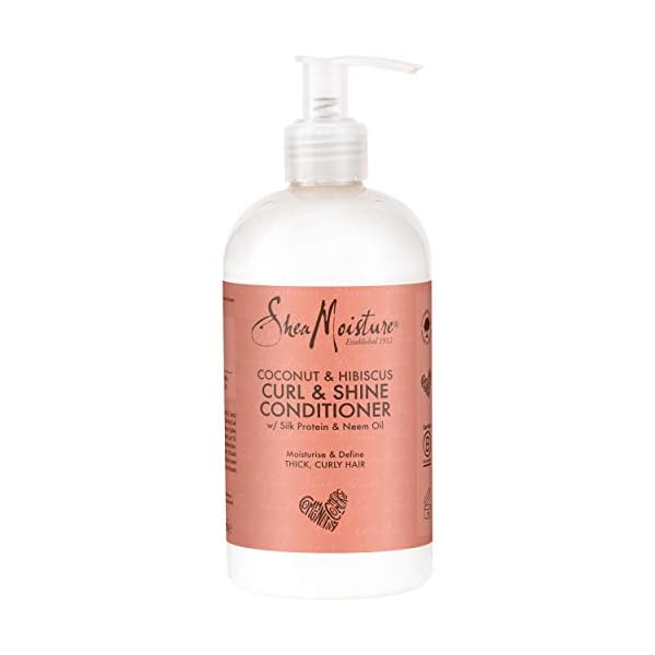 SheaMoisture Coconut & Hibiscus no silicones or sulphates Curl & Shine Conditioner for thick, curly hair 384 ml