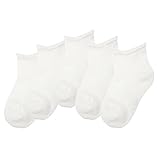 Looching Pack Of 5 Unisex Infant Baby Toddler Breathable Mesh Thin Cutton White Socks (S 1-3 years, white)
