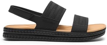 Damen Wasser Sandalen Bequeme Flache Strand Plattform Elegante Sommer Gehschuhe,Size 35,Schwarz,SDFS26006W