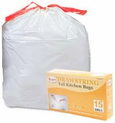 105pcs 13 Gallon Drawstring White Tall Kitchen Trash Bags
