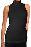 Ooh La La Women Knit Sleeveless Mock Turtleneck Top Blouse with Cut in Shoulders