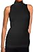 Ooh La La Women Knit Sleeveless Mock Turtleneck Top Blouse with Cut in Shoulders