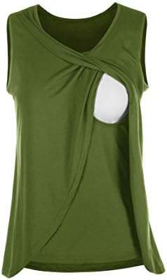 Niitawm Womens Nursing Tops Maternity Pregnant Breastfeeding Nursing Tank Top (S, Green)