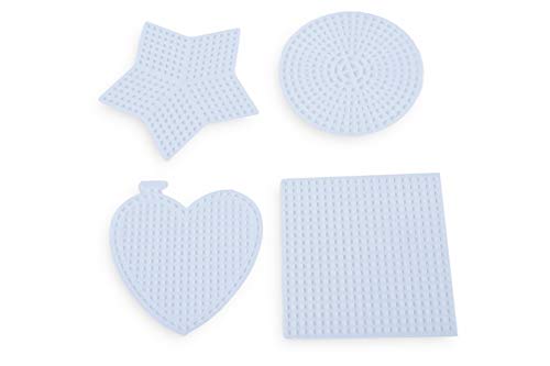 Plastic Canvas No. 7 Shapes Assortment - Stars, Hearts, Squares, Circles with 2 Needles - 62 Piece Bundle