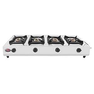 Surya Flame Capri 4 Burner Stainless Steel Gas Stove Auto Ignition Comes with 4 Brass Burners & Pan Support With 2 Years…